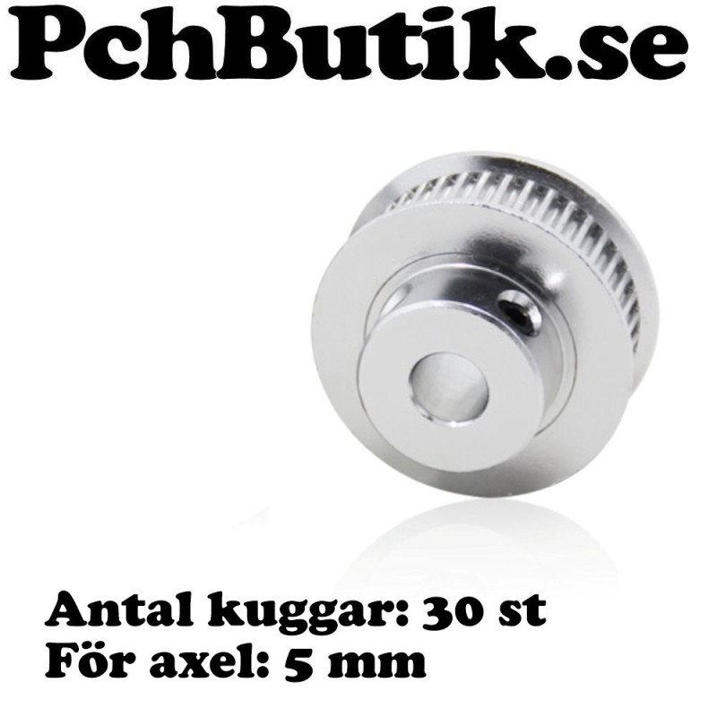 Kuggremsdrev för GT2 kuggrem 30 tänder. För axel 5mm. MEK 3DP Kuggremsdrev för GT2 kuggrem 30 tänder. För axel 5mm. MEK 3DP