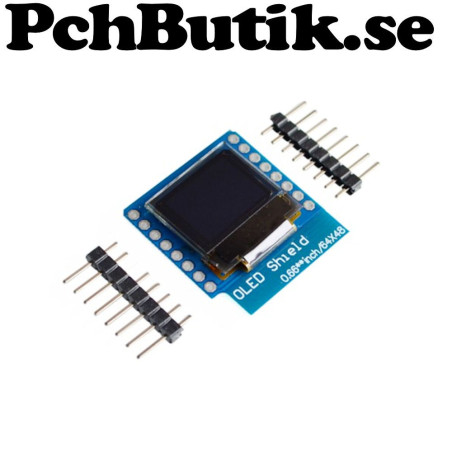 Kompakt OLED display 64x48 pixlar med I2C gränssnitt