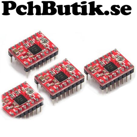 4-Pack. Stegmotor drivare A4988 lödda stift, passar 3D-skrivare RepRap Polulus 3