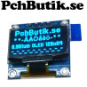 OLED display 0.96 tum, med blåa pixlar. 128x64 pixlar