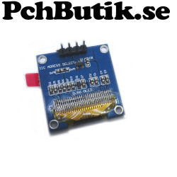 OLED display 0.96 tum, med blåa pixlar. 128x64 pixlar