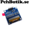 OLED display 0.96 tum, 128x64 gula och blåa pixlar. I2C SSD1306