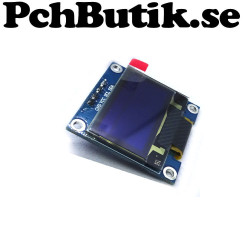 OLED display 0.96 tum, 128x64 gula och blåa pixlar. I2C SSD1306