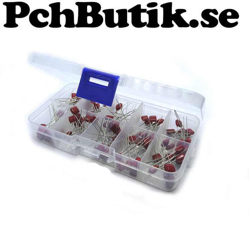 100 pcs Metallized Polyester Film Capacitors Assortment Kit, 10nF ~ 470nF High p 100 pcs Metallized Polyester Film Capacitors Assortment Kit, 10nF ~ 470nF High p