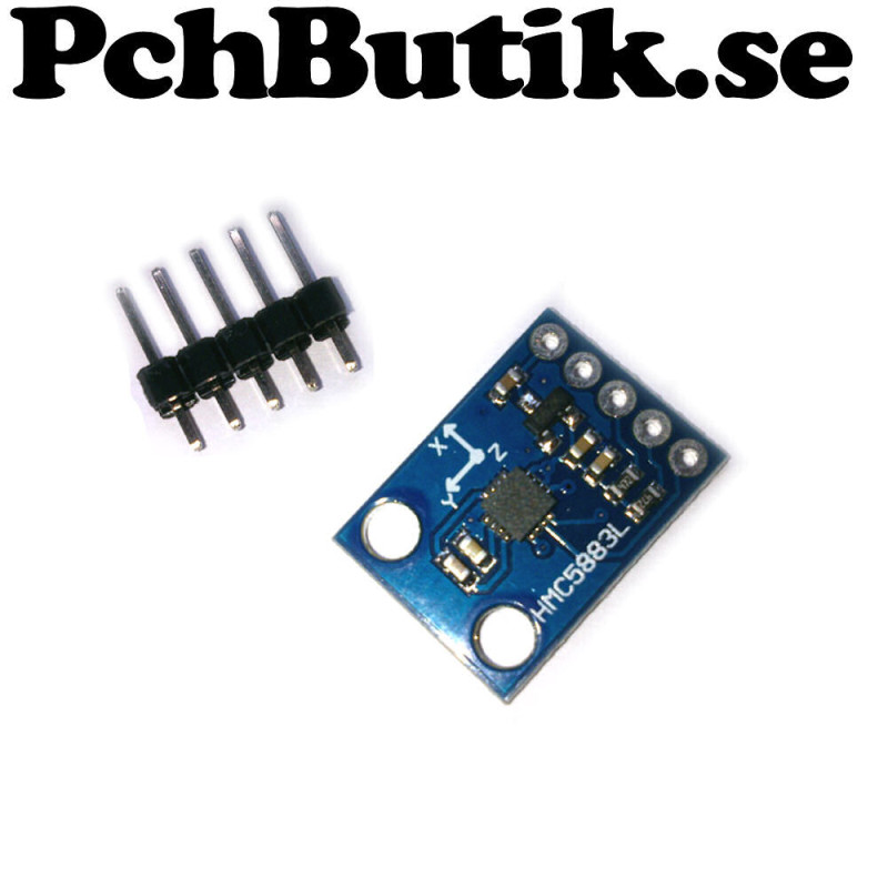 Magnetisk kompass med 3 axlar 16 bitar ADC. Passar Arduino Magnetisk kompass med 3 axlar 16 bitar ADC. Passar Arduino