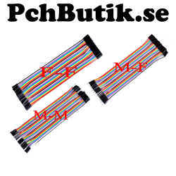 Kit med bandkabel 3x40xkabel, hona-hane, hona-hona och hane-hane