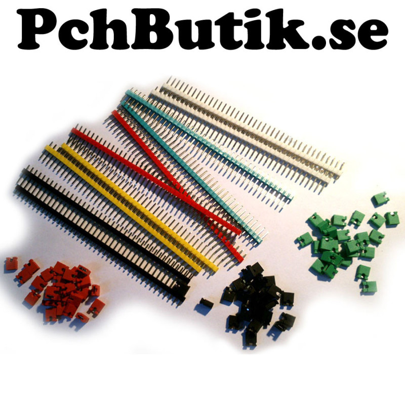 10 st stiftlist 40 pinnar, 75 byglar jumper. Flera färger 10 st stiftlist 40 pinnar, 75 byglar jumper. Flera färger
