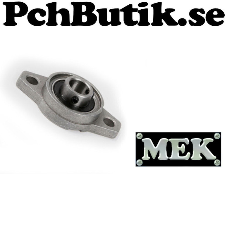 Kullager med hållare och stoppskruv mot 10mm axel i en enhet. MEK