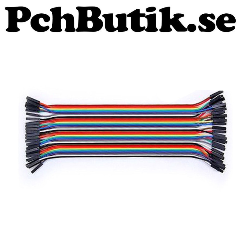 20 cm Flatkabel med hona-hona kontakter, 40 kablar bred, passar Arduino 20 cm Flatkabel med hona-hona kontakter, 40 kablar bred, passar Arduino