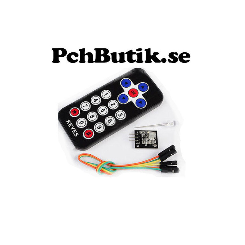 Infraröd fjärr och mottagare HX1838. Passar till Arduino