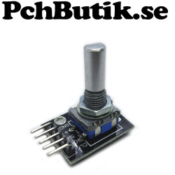 Rotationsenkoder 20 pulser/varv, med tryck-strömbrytare.