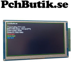 7 tum LCD skärm. 800x480 pixel