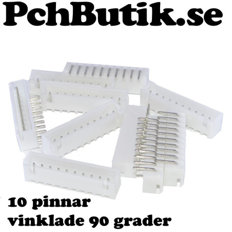 10 st XH 2.54 10P kontakt hona vinklad