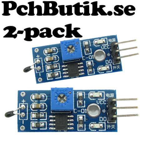 2-pack. Digital temperatur sensor modul 3.3 till 5 Volt.