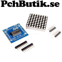 Display, punktmatrix MAX 7219. 8 x 8 punkter, Blå