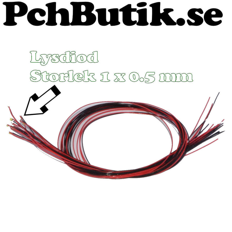 10-pack. Liten vit lysdiod med kabel 10-pack. Liten vit lysdiod med kabel