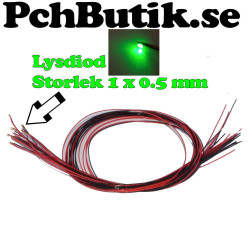 10-pack. Liten grön lysdiod med kabel