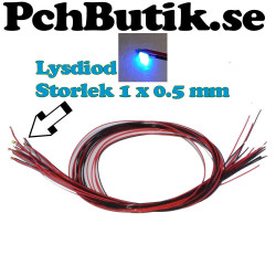 10-pack. Liten blå lysdiod med kabel