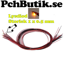 10-pack. Liten gul lysdiod med kabel