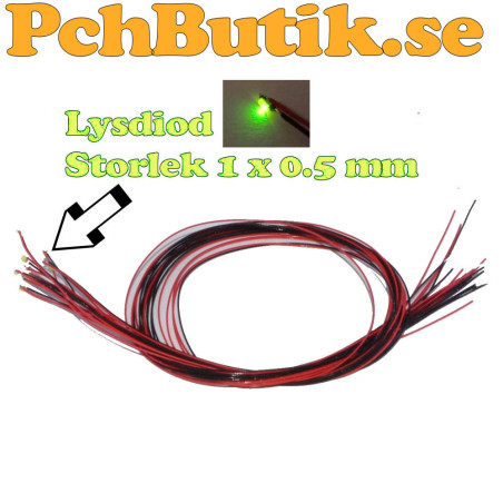 10-pack. Liten gul-grön lysdiod med kabel