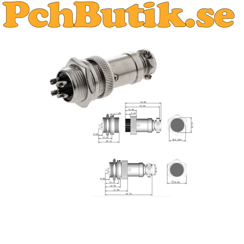 Hona och hane Aviation flyg kontakt 16mm GX16-4 skruvlåsande