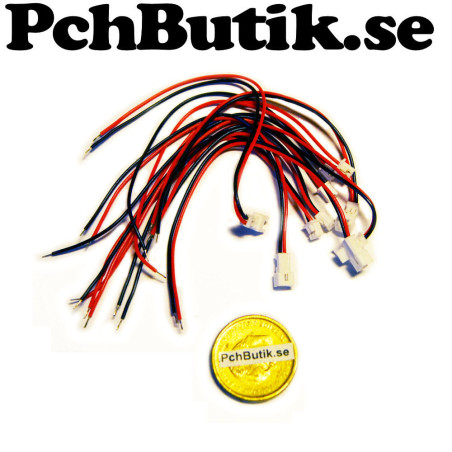 5 st. Micro JST XH1.25 2P hona med kabel, och hane med kabel