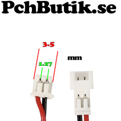 5 st. Micro JST XH1.25 2P hona med kabel, och hane med kabel