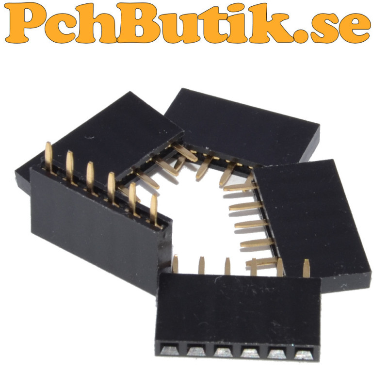 5-pack, Svart hylslist 1x6 pol. Standard delning 2.54 mm