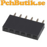 5-pack, Svart hylslist 1x6 pol. Standard delning 2.54 mm