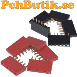 Röd och svart hylslist 1x6. 10 delar