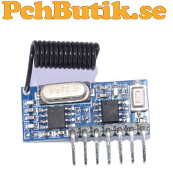 RX480E 433MHz mottagarmodul med antenn och 4 kanaler