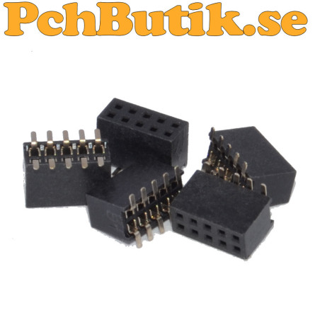 5-pack. 1,27 mm dubbelradig SMT hona kontaktlist 2x5P
