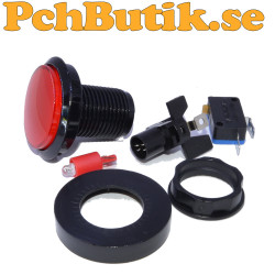 45 mm belyst arkadtryckknapp med röd LED för 5 till 12 V