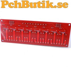 8-kanals 12 V reläkort med PC814 optokopplare och transistorstyrning