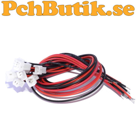 5 st. Micro JST XH1.25 2P hona med kabel, och hane med kabel