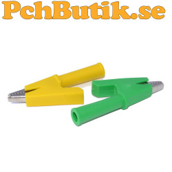 1 grön, 1 gul isolerad krokodilklämma med 4 mm banankontakt