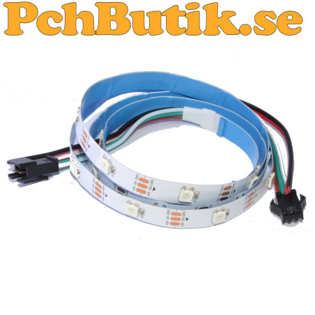 WS2812B 5V 5050 RGB LED list 30 LED per meter med vit PCB 1 meter