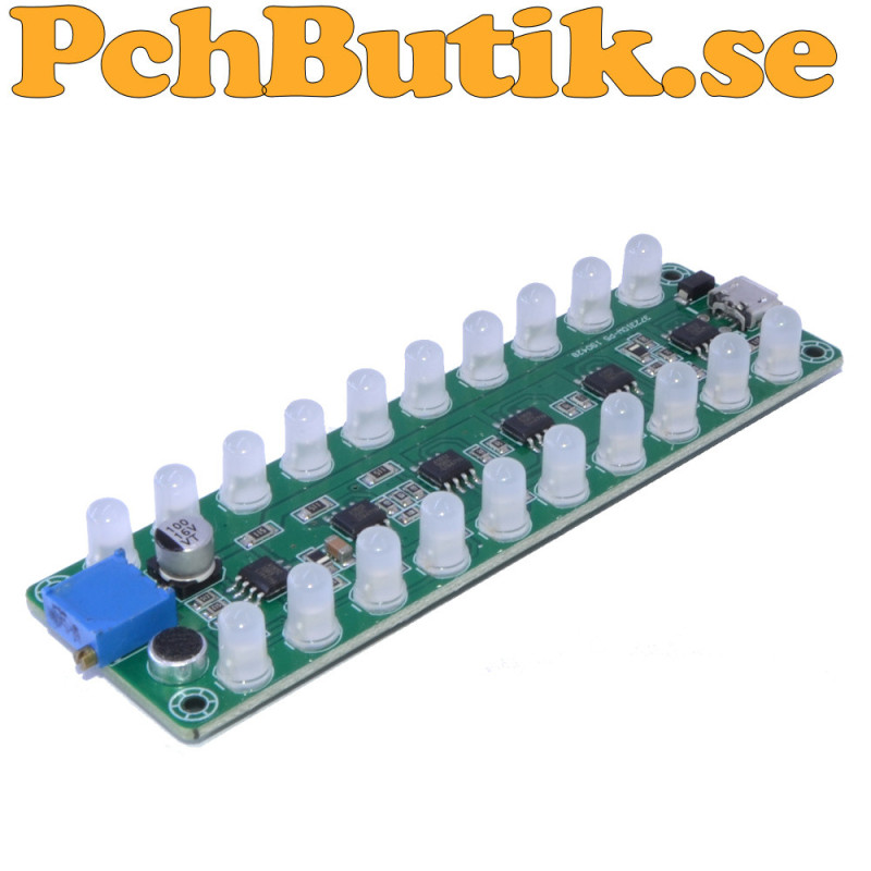Red green blue microphone controlled audio level meter