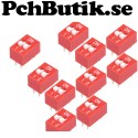 10-Pack, DIP Switch 2.54mm red slip type 2p