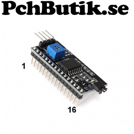 För drivning av LCD-Display HD44780 & 1602, Passar Arduino.