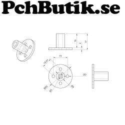 NYTT PÅ LAGER Round Rod Mount (5mm) Plastic Flange Birch Stick Coupling