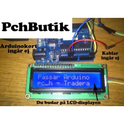 LCD display 2x16 1602 blå med vita tecken, Passar Arduino.