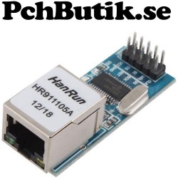 Ethernet LAN-modul ENC28J60 med SPI-interface. Passar Arduino